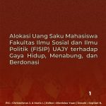 Alokasi Uang Saku Mahasiswa FISIP UAJY terhadap Gaya Hidup, Menabung, dan Berdonasi